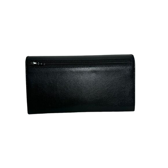Furla black smooth leather hinge billfold wallet luxurious - Picture 2 of 14